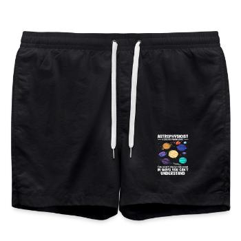 Astrophysiker Problemlöser Lustig Spruch - Badeshorts - Schwarz - Vorne - AI Model Male 185 light (185cm)