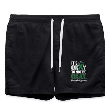 Mental Health Awareness – It's Okay Not Okay - Swim Trunks - black - Front - AI Model Male 185 light (185cm)