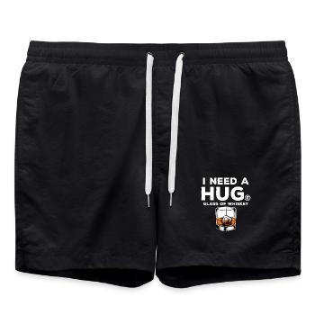 I Need A Hug Glass Of Whiskey Graphic - Badeshorts - Schwarz - Vorne - AI Model Male 185 light (185cm)