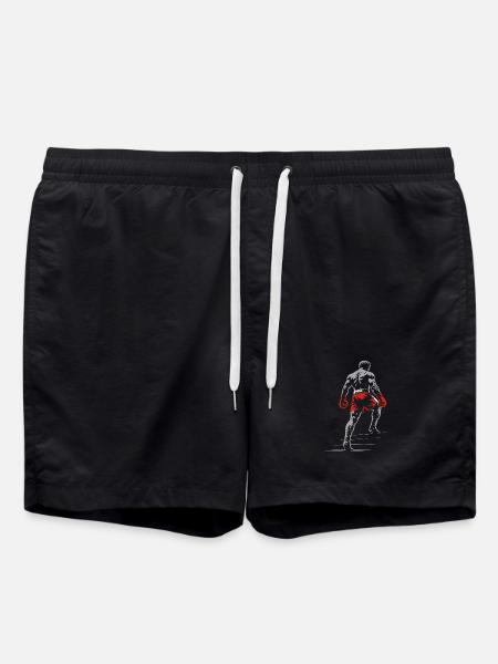 Boxer mit Boxhandschuhen - Badeshorts - Schwarz