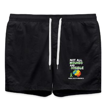 Toutes les blessures ne sont pas visibles – santé mentale - Short de bain - noir - Devant - AI Model Male 185 light (185cm)
