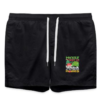 Probably Christmas Movies Watching Funny - Swim Trunks - black - Front - AI Model Male 185 light (185cm)