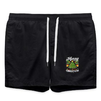 Joyeux sapin de Noël Lumières de Fée - Short de bain - noir - Devant - AI Model Male 185 light (185cm)