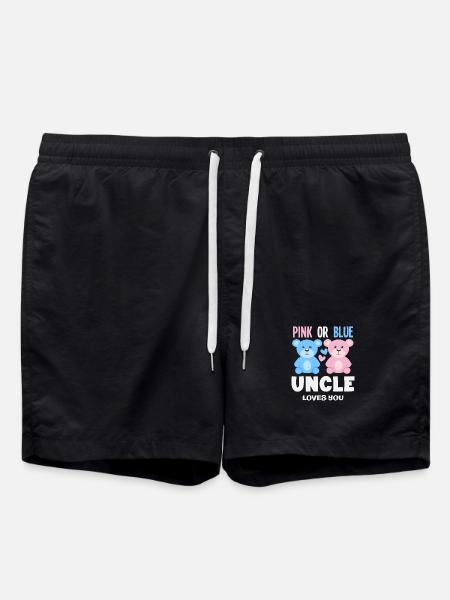 Pink Oder Blau Onkel Liebt Dich - Badeshorts - Schwarz