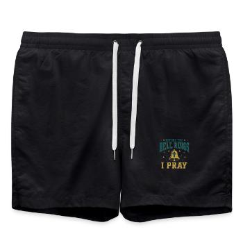Before the Bell Rings I Pray Christian Teacher - Swim Trunks - black - Front - AI Model Male 185 light (185cm)