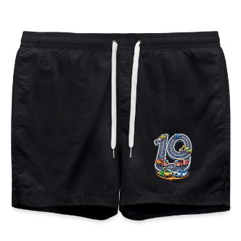 90 ans d’illustration de construction routière - Short de bain - noir - Devant - AI Model Male 185 light (185cm)