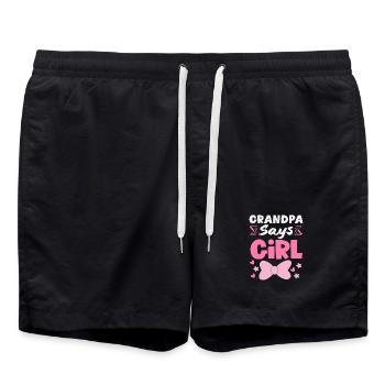 Großvater Opa Sagt Mädchen Gender Reveal - Badeshorts - Schwarz - Vorne - AI Model Male 185 light (185cm)