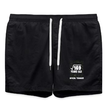 Math 13th Birthday Root 169 Teenager - Swim Trunks - black - Front - AI Model Male 185 light (185cm)