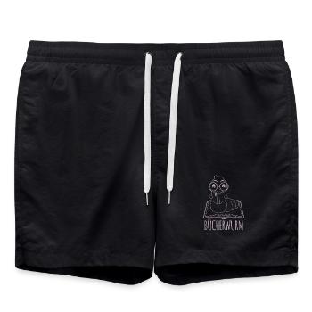 Bücherwurm Silhouette Minimalistisch Nerd - Badeshorts - Schwarz - Vorne - AI Model Male 185 light (185cm)