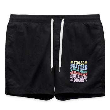 Stolze Hundemama einer Dogge - Badeshorts - Schwarz - Vorne - AI Model Male 185 light (185cm)