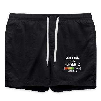 Werdender Papa 2027 Bald Mama Waiting For Player 3 - Badeshorts - Schwarz - Vorne - AI Model Male 185 light (185cm)