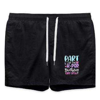 Part Of The K Pop Birthday Girl Crew - Badeshorts - Schwarz - Vorne - AI Model Male 185 light (185cm)