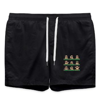 Lustiger Mops Poker Kartenspiel Hund - Badeshorts - Schwarz - Vorne - AI Model Male 185 light (185cm)