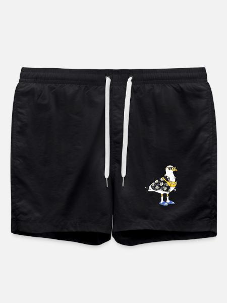 Gänseblümchen-Seemöwe im Sommerlook - Badeshorts - Schwarz