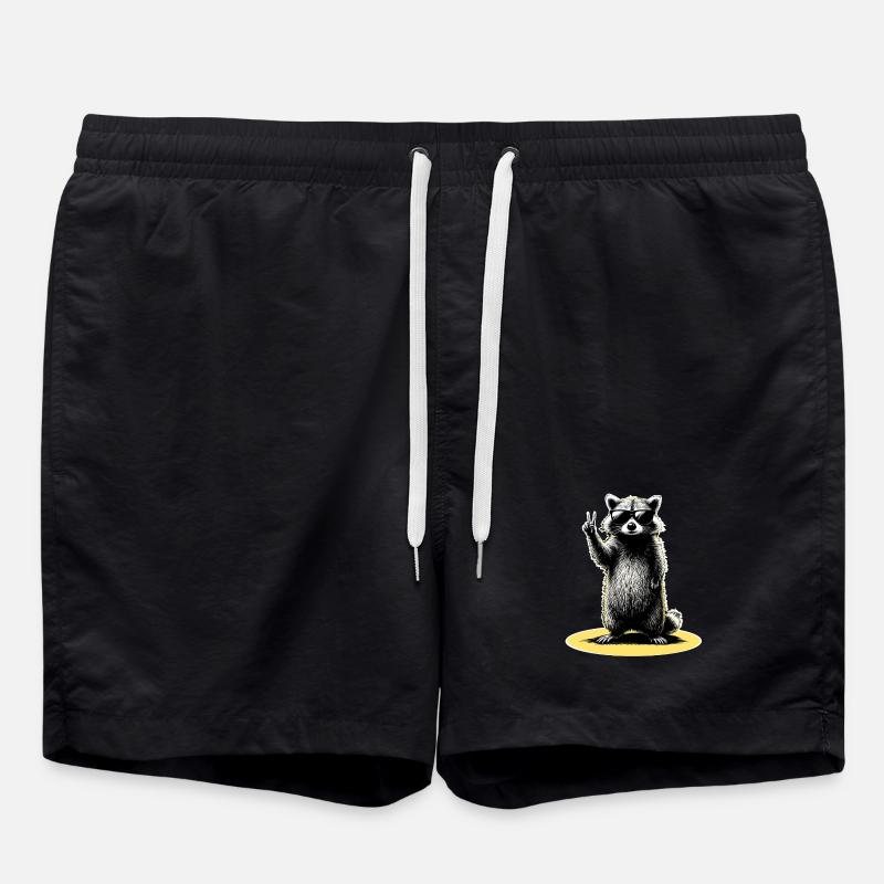 Waschbär Peace - Badeshorts - Schwarz