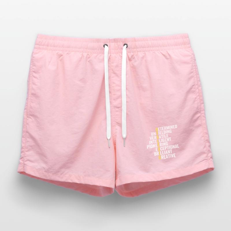 Yellow Accent Adjective Stack Swim Trunks