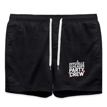 Schlager Party Crew Mallorca Festival JGA Malle - Badeshorts - Schwarz - Vorne - AI Model Male 185 light (185cm)