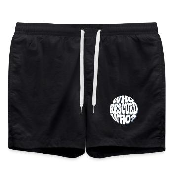 Wer hat sich an wen erinnert? - Badeshorts - Schwarz - Vorne - AI Model Male 185 light (185cm)