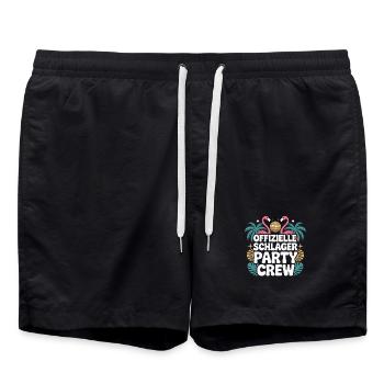 Schlager Party Crew Mallorca Flamingo JGA Malle - Badeshorts - Schwarz - Vorne - AI Model Male 185 light (185cm)