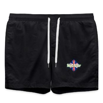 Manchester City UK Retro United Kingdom Souvenir - Swim Trunks - black - Front - AI Model Male 185 light (185cm)