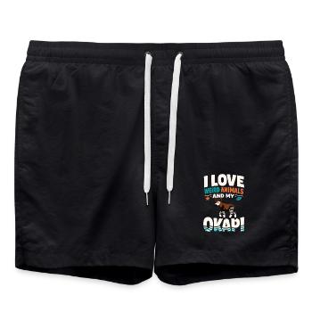 Okapi-liebhaber Okapi-tier Seltene Tierweltliebe - Badeshorts - Schwarz - Vorne - AI Model Male 185 light (185cm)