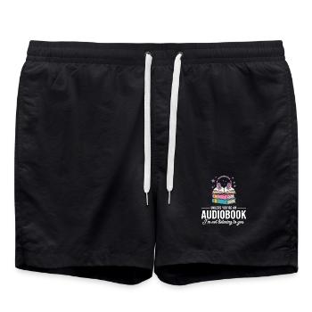 Audiobook Fans and Book Club Reader Motif - Swim Trunks - black - Front - AI Model Male 185 light (185cm)