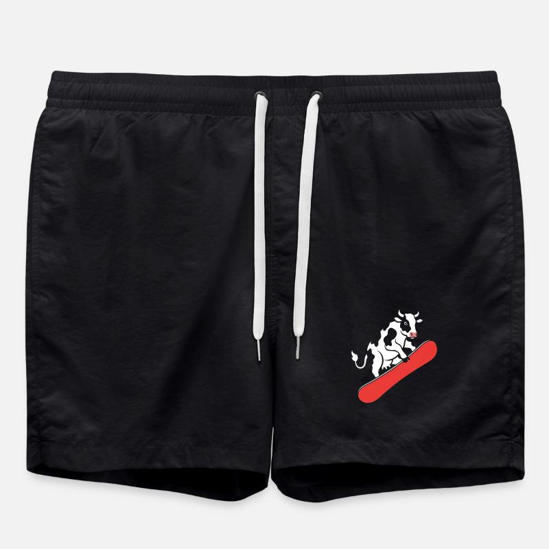 Kuh auf Skateboard - Badeshorts - Schwarz