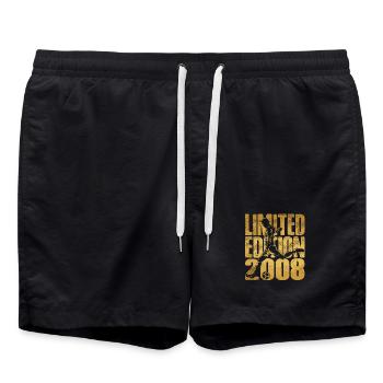 Fußball 2008 Geburtstag Limited Edition - Badeshorts - Schwarz - Vorne - AI Model Male 185 light (185cm)