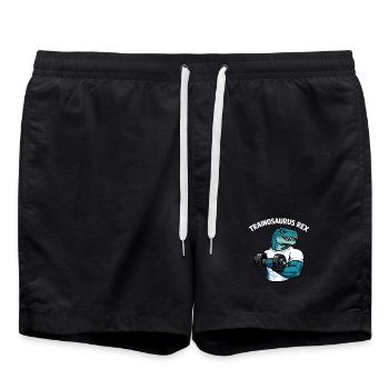 Trainosaurus Rex Funny Gym Dinosaur Shirt - Badeshorts - Schwarz - Vorne - AI Model Male 185 light (185cm)