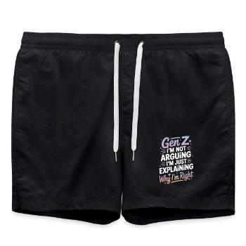 Droit de la génération Z : Expliquer avec humour - Short de bain - noir - Devant - AI Model Male 185 light (185cm)