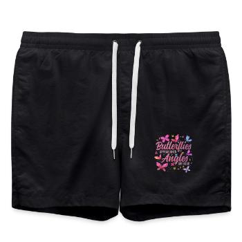 Jardin inspirant des papillons monarques - Short de bain - noir - Devant - AI Model Male 185 light (185cm)