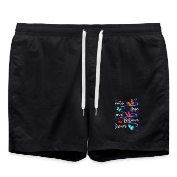 Jardin inspirant des papillons monarques - Short de bain - noir - Devant - AI Model Male 185 light (185cm)