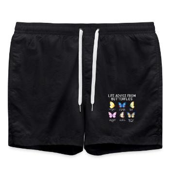 Jardin inspirant des papillons monarques - Short de bain - noir - Devant - AI Model Male 185 light (185cm)