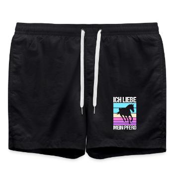 Reiten Pferdeliebhaber Reiterhof Pferde - Badeshorts - Schwarz - Vorne - AI Model Male 185 light (185cm)