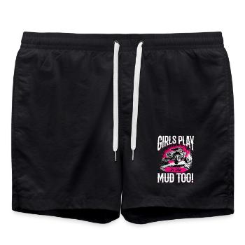 UTV Off Road Girl Woman 4 Wheeler Side by side - Swim Trunks - black - Front - AI Model Male 185 light (185cm)