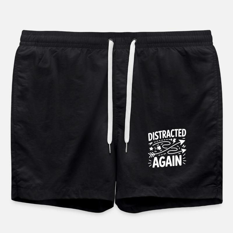 Distracted Again ADHD Chaos - Swim Trunks - black