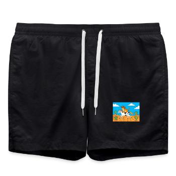 Katz-Cowboy im Wüstenritt - Badeshorts - Schwarz - Vorne - AI Model Male 185 light (185cm)