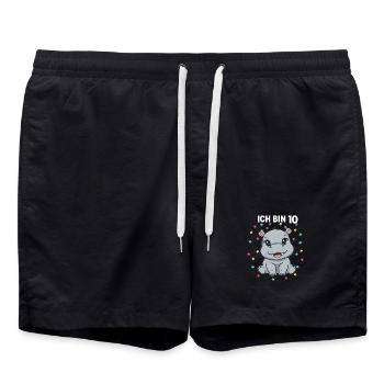 Ich bin 10 - Süßes Nilpferd zum 10. Geburtstag - Badeshorts - Schwarz - Vorne - AI Model Male 185 light (185cm)