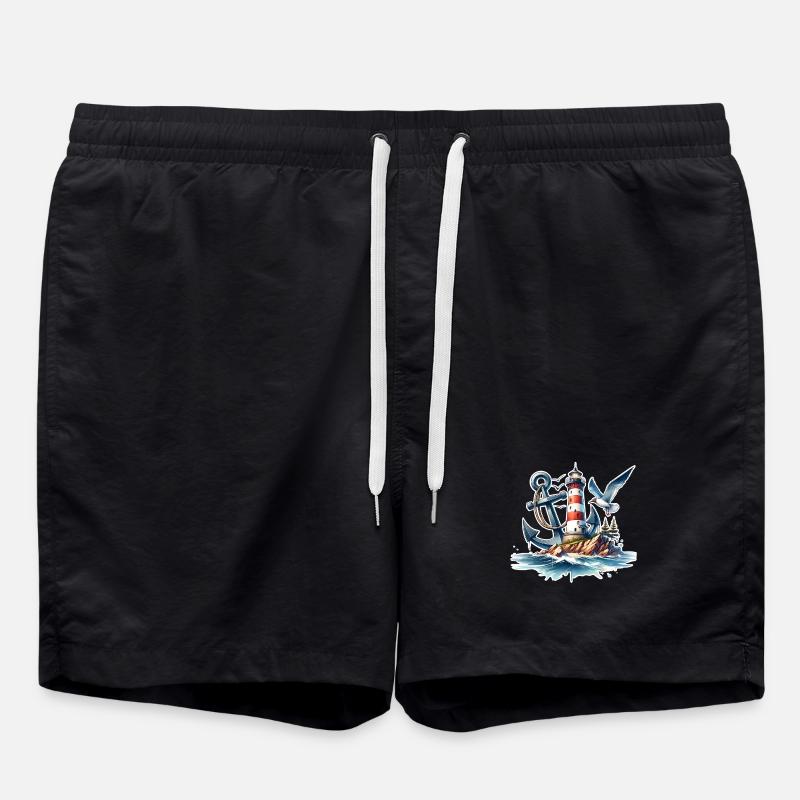 Leuchtturm Anker  - Badeshorts - Schwarz