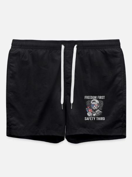 Freedom First, Safety Third, Lin - Swim Trunks - black