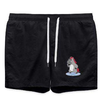 Pferd Sänger Mikrofon Singen - Badeshorts - Schwarz - Vorne - AI Model Male 185 light (185cm)