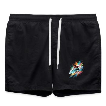 Bunter Surfer Wasserfarben Spritzer Graffiti - Badeshorts - Schwarz - Vorne - AI Model Male 185 light (185cm)
