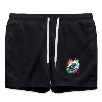 Aquarelles surfeuses colorées, éclaboussures, graffiti - Short de bain - noir - Devant - AI Model Male 185 light (185cm)