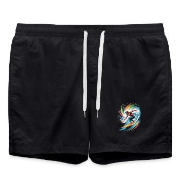Aquarelles surfeuses colorées, éclaboussures, graffiti - Short de bain - noir - Devant - AI Model Male 185 light (185cm)