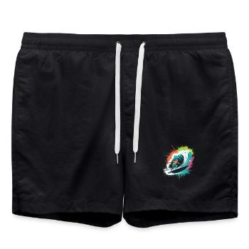 Bunter Surfer Wasserfarben Spritzer Graffiti - Badeshorts - Schwarz - Vorne - AI Model Male 185 light (185cm)