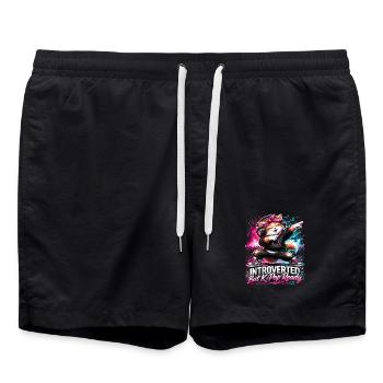 Introverted But K Pop Ready - Badeshorts - Schwarz - Vorne - AI Model Male 185 light (185cm)