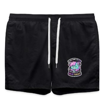 Chaton dans l’arc-en-ciel du costume de fourrure - Short de bain - noir - Devant - AI Model Male 185 light (185cm)
