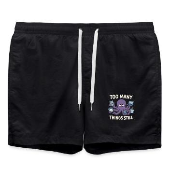 Funny Octopus Overstimulated - Swim Trunks - black - Front - AI Model Male 185 light (185cm)