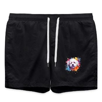 Splash Art Bichon Fris Dog Colorful - Swim Trunks - black - Front - AI Model Male 185 light (185cm)