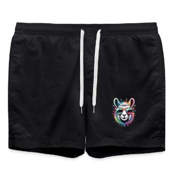 Buntes Lama Wasserfarben Spritzer - Badeshorts - Schwarz - Vorne - AI Model Male 185 light (185cm)